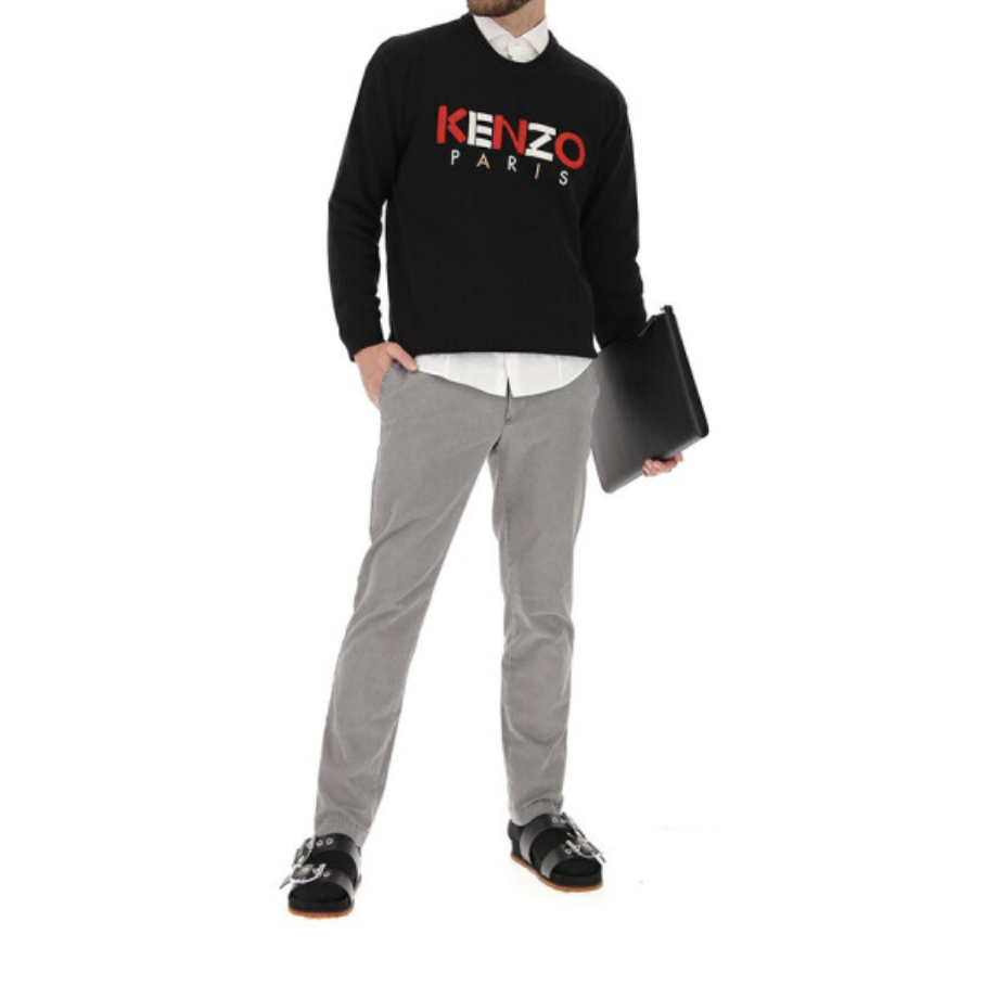 Image 5 of ケンゾーメンズレターパターンラウンドネック長袖ニットセーターブラック 5PU217-201 3LC 99